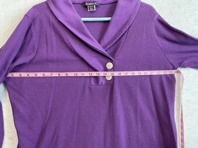 Roaman's Shirt Womens 18/20 Purple Cowl Neck 3/4 Sleeve Knit Top Plus Size