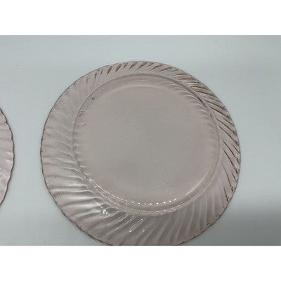 Pink Pressed Glass Dinner Plates Set Of 4 Swirl Pattern Retro Round Tableware