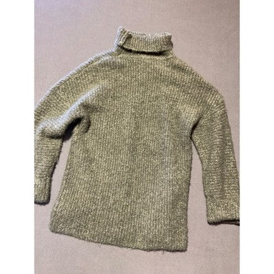 Express Womens Oversize Large Cowl Neck Tunic Sweater Green Chunky Cozy Soft