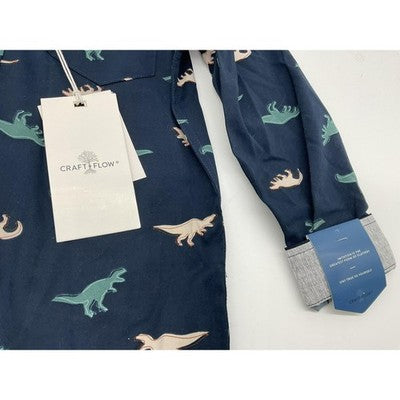Craft + Flow Shirt Boys Medium Dinosaur Print Long Sleeve Button Up Kids Size 5