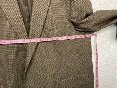 Joseph & Feiss Gold Suit Jacket Men 50 Brown Wool Check Polyester Lined