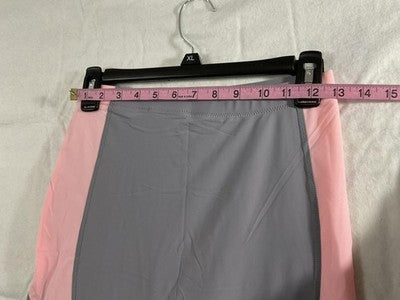Leggings Womens M Gray Pink Colorblock Ankle Stretch Yoga Activewear Pants