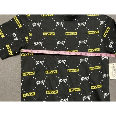 Parish Nation Boys Medium Graphic Tee Black Yellow PN HWW Logo Print Shirt