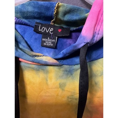 Tie-Dye Hoodie / Tunic Love Brand Cut Out Sleeves Large Comfortable Lightweight