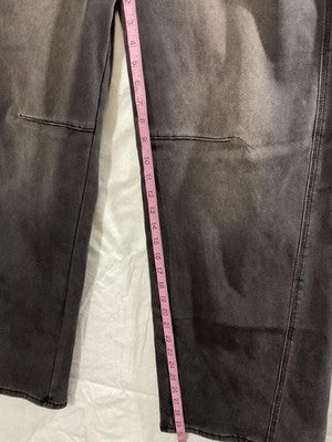 EMMIOL Jeans Womens 31 Gray High Rise Wide Leg Fleece Lined Denim Pants Winter