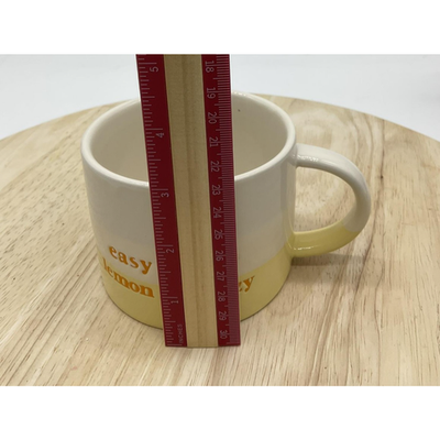 The Old Pottery Company Coffee Mug Easy Peasy Lemon Squeezy Yellow White Ceramic