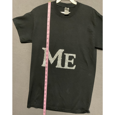 Women's Black T-Shirt "ME" Text Design Size Medium Cotton Shirt Graphic Tee
