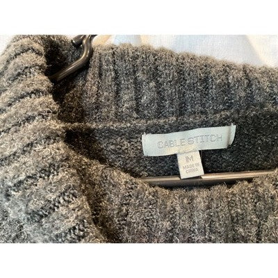 Cable Stitch Women's Med Charcoal Grey Long Sleeve Sweater Acrylic/Wool Blend