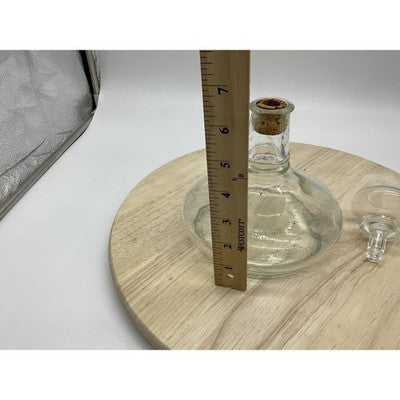 Clear Glass Liquor Bottle Decanter Squat Round with Stopper 750 ML Made in Italy