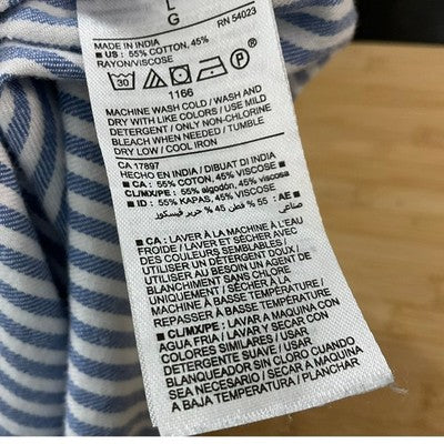 Old Navy Blouse Womens Large Blue White Striped Square Neck Long Sleeve Top