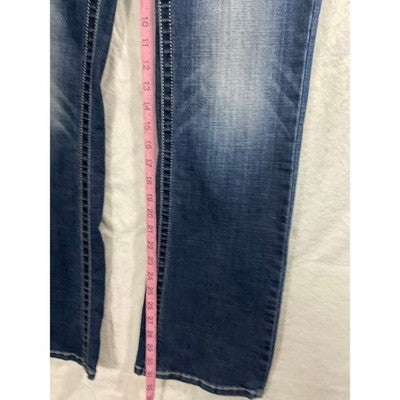Rock 47 by Wrangler Bootcut Jeans Women 28x32 Dark Wash Rhinestone Western Denim