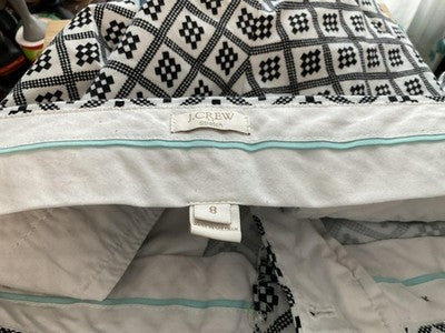 J.Crew Chino Shorts Womens 8 White Black Geometric Stretch Twill 4in Summer