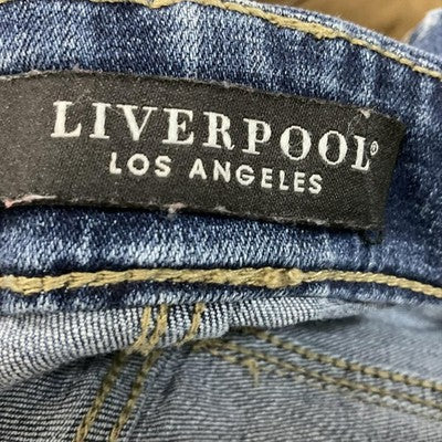 Liverpool Jeans Womens 14 Blue Medium Wash Straight Pull On Stretch Denim