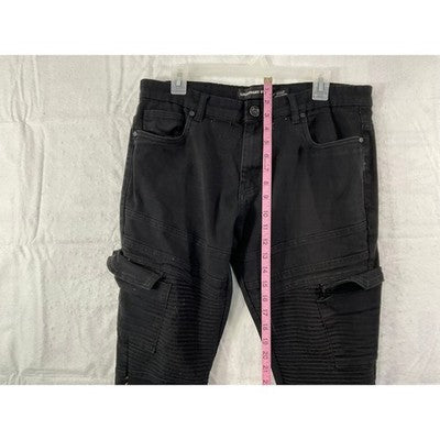Legendary Status Cargo Pants Mens 35 Black Moto Ribbed Grunge Streetwear Utility