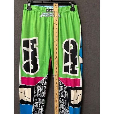Unisex Multi Color PANTS M Retro 90s Jogger Elastic Waist Y2K Baggy