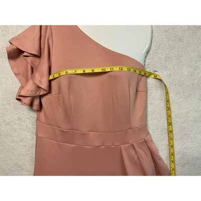 Dokotoo Dress Womens Large Pink One Shoulder Ruffle Asymmetrical Formal Gown
