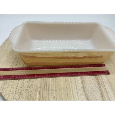Vintage Fire-King Copper Tint Loaf Pan Milk Glass Baking Dish Oven Ware Made USA