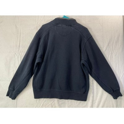 Izod Quarter Zip Pullover Mens Size Medium Navy Blue Fleece Sweater Mock Neck