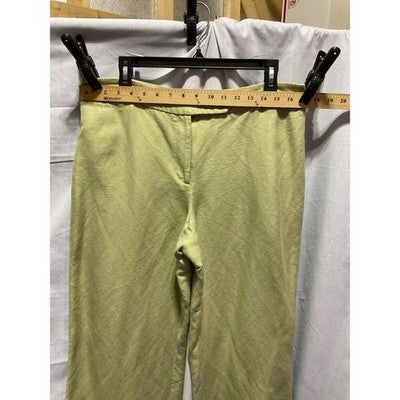 Emma James Dress Pants Size 14 Wide Leg Light Green Linen Blend Small Hem Flaw