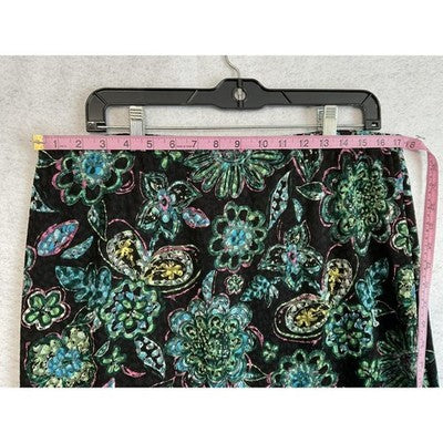 VTG Choices Skirt Women Petite XL Multicolor Floral Long Knit Ruffle Hem Pull On