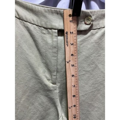 Emma James Dress Pants Size 14 Wide Leg Light Green Linen Blend Small Hem Flaw