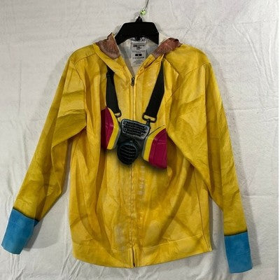 Faux Real Breaking Bad Hoodie Mens Small Yellow Hazmat Suit Cosplay Zip Up