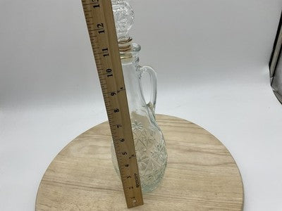 Clear Glass Decanter With Stopper Floral Starburst Handle Tabletop Decor Kitchen