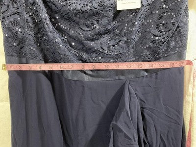Berylove Dress Womens 2XL Navy Blue Sequin Lace Off Shoulder Maxi Gown New
