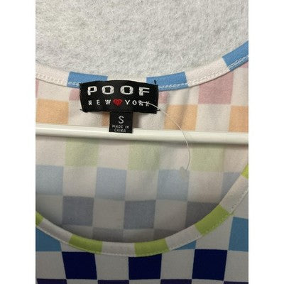 Poof New York Tank Top Womens Small Checkered Sleeveless Stretch Shirt