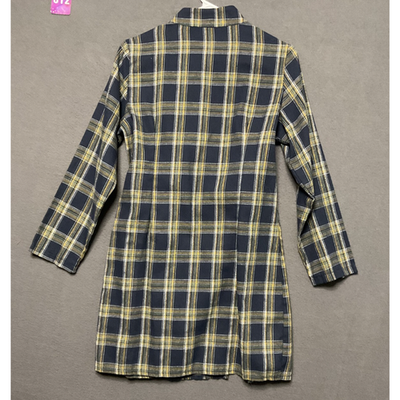 Flannel Plaid 2pc Loungewear Set Women L Pull-On Pants Pockets Long Tunic Top