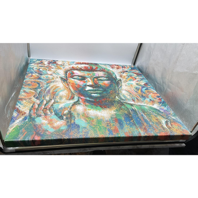 Colorful Buddha Canvas Print Wall Art Textured Abstract Gallery Wrapped Large