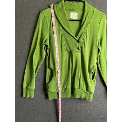 Banana Republic Green Pullover XS Ribbed V Neck Long Sleeve Y2K Pockets