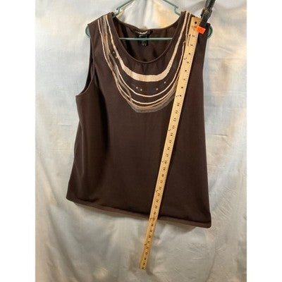 Liz & Me Platinum Collection Women’s Sleeveless Top  Beaded Scoop Neck 1X 18/20
