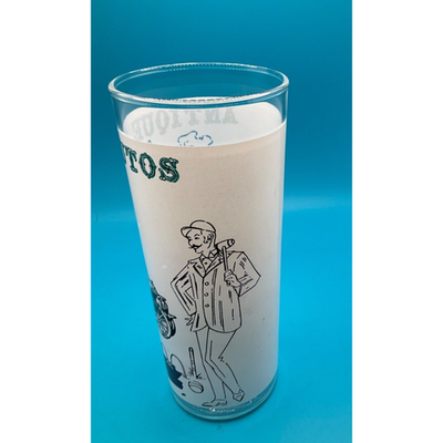 Vintage Barware:6.5" Highball Glass with 1908 Buick Antique Auto Design Retro