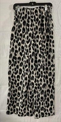 FimarSted Pants Womens Small Black Leopard Print Paperbag Wide Leg Soft Pull On