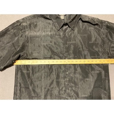 Vintage City Impact Y2K Button-Up Shirt XL Black Window Stripe, Gothic Style Men