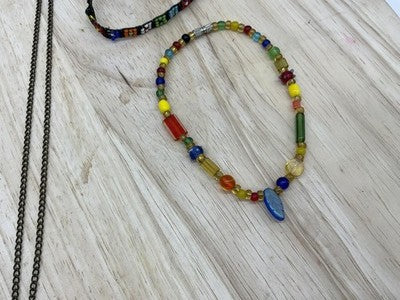 Lot 5 Womens Jewelry Owl Pendant Necklaces Beaded Bracelets Multicolor Boho