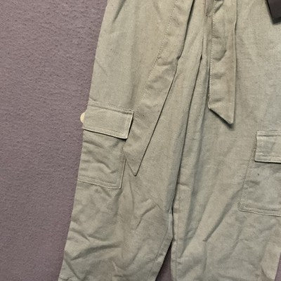 Green Paperbag Waist Pants NWT Girls  Size 3T Cotton Flex Cargo Pockets Belted