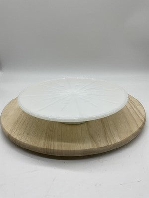 Vintage Milk Glass Cake Stand White 10 Inch Sunburst Scalloped Pedestal Platter