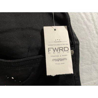 FWRD Denim Cargo Pants Men 48x33 Camo Black Paint Splatter Distressed Streetwear