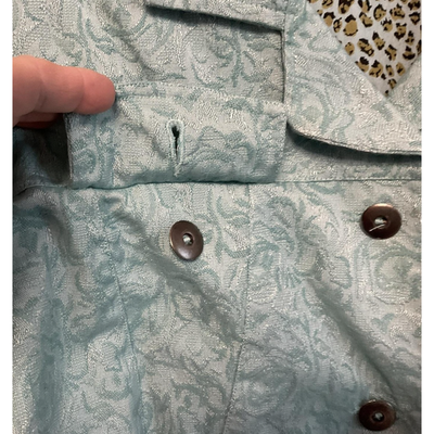 Bechamel Jacket Womens XL Green Floral Jacquard Leopard Lined Mint Vintage