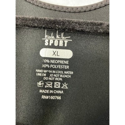 Nicole Miller Sport Waist Trainer Vest Women XL Black Neoprene Zipper Workout