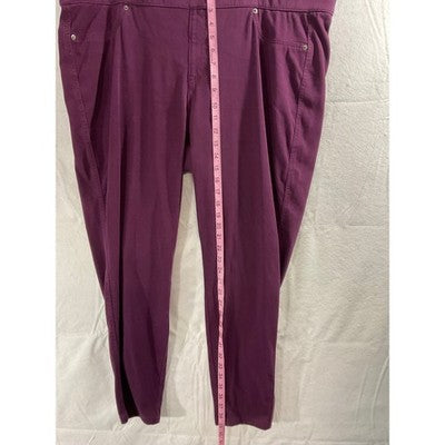 Venezia Pull On Pants Womens 24 Purple Stretch Tapered Lane Bryant Trousers