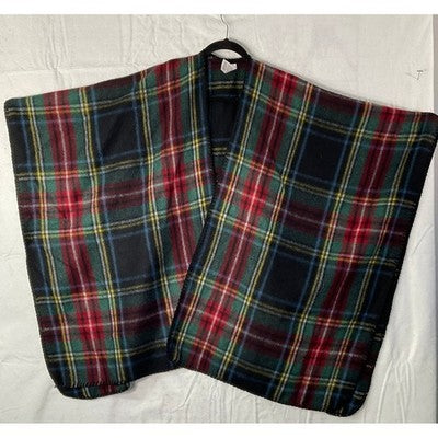 Woolrich Poncho Wrap Women One Size Black Multi Plaid Open Front Whipstitch Wrap