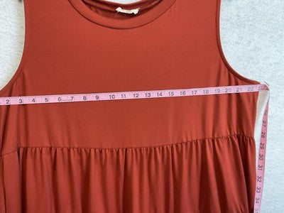 VTG Entro Dress Womens 2X Rust Orange Sleeveless Tiered Trapeze Swing Tank Boho
