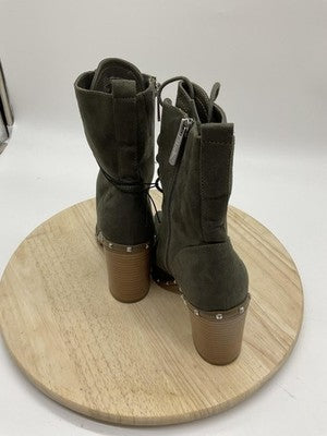 Charles By Charles David Boots Womens Size 7.5 Green Duffy Lace Up Studded Ankle