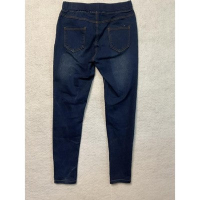 JVINI Jeans Womens Medium Blue Distressed Skinny Jeggings Pull On Stretch Denim