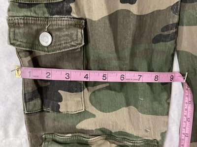 Rue21 Pants Juniors S Green Camouflage Cargo Twill Elastic Waist Raw Hem Army