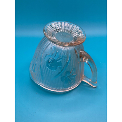 VTG Light Rose Tint Creamer Glass 3" Tall, 4" Wide Opening Grandma Core Holiday