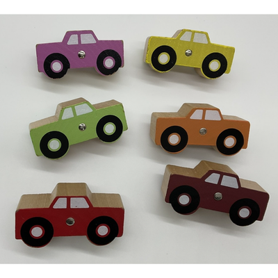 Set of 6 Wooden Truck Pulls Kids Nursery Puzzle Pieces